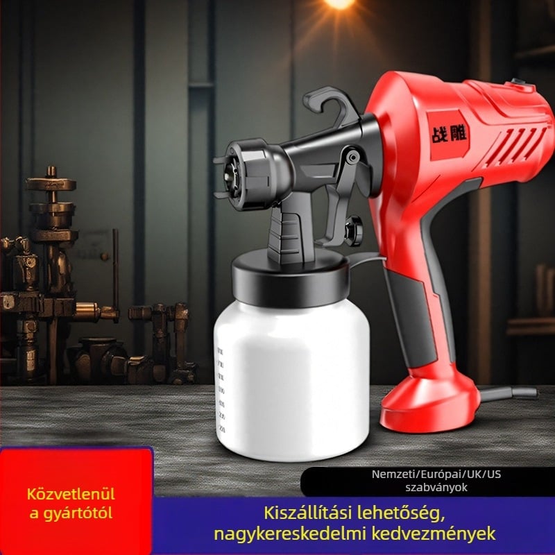 Otthoni használatra szánt elektromos festékszóró, kompakt lítiumakkumulátoros működés, nagy atomizációjú permetezés, 21-220V