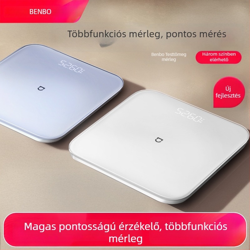Benbo intelligens testsúly- és testzsírmérleg, pontos testsúlymérés, USB tápegység, max. 180 kg terhelhetőség, otthoni használatra, 2026 modell
