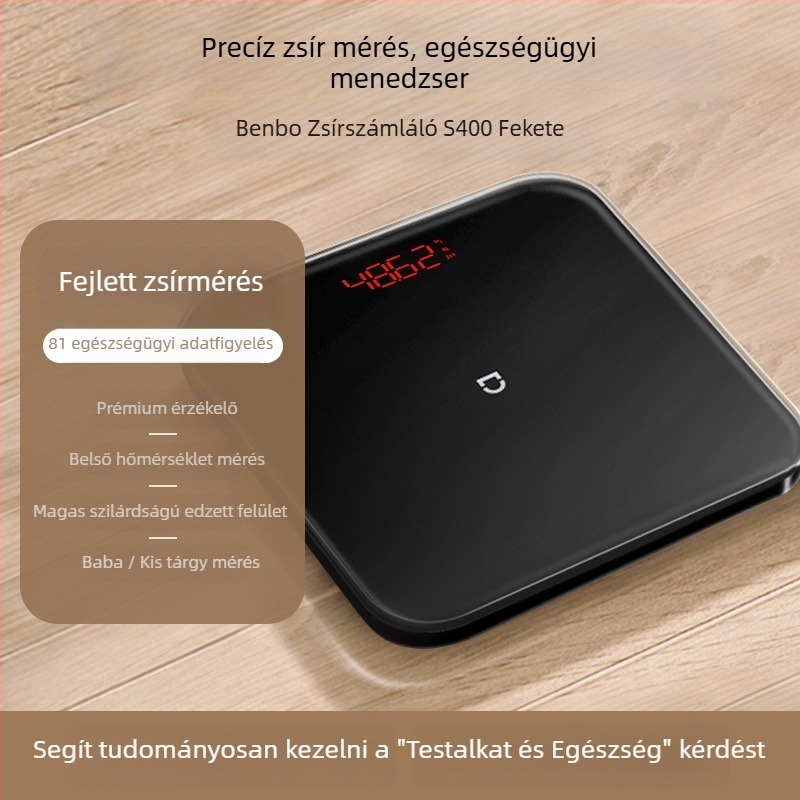 Benbo intelligens testsúly- és testzsírmérleg, pontos testsúlymérés, USB tápegység, max. 180 kg terhelhetőség, otthoni használatra, 2026 modell