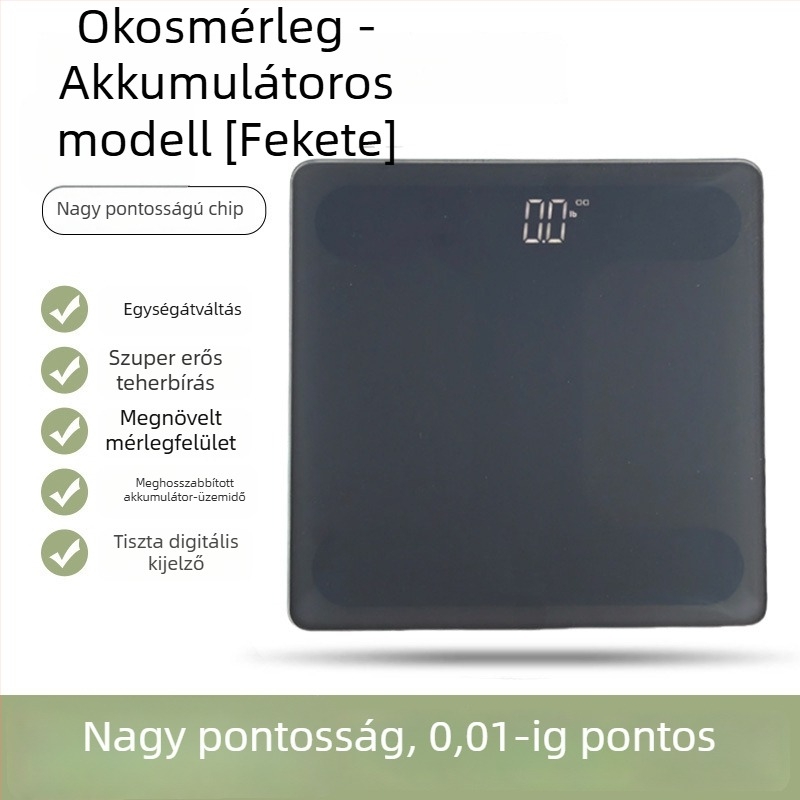 Kompakt, akkumulátoros okos digitális fürdőszobai mérleg