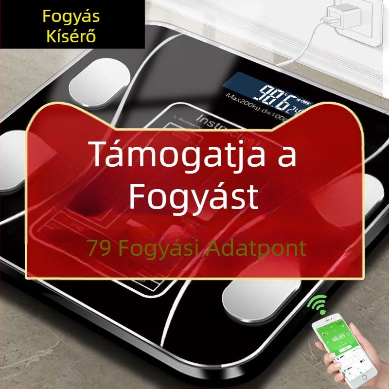 Kompakt testzsírmérleg intelligens precízióval, otthoni használatra, Bluetooth