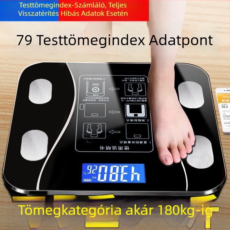 Kompakt testzsírmérleg intelligens precízióval, otthoni használatra, Bluetooth