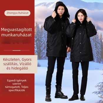 Téli hosszú szélálló, multifunkcionális kabát visszaverő részletekkel munkaruhához