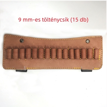 Valódi bőr Type 97 rendvédelmi lőszertáska, dupla rekesszel, 9 mm-es 15-lyukas lőszercsík, deréktaktikai táska