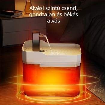 Macska vízadagoló hőmérséklet-szabályozással, automata itatótál, vezetékes táplálás, keringő vízáram