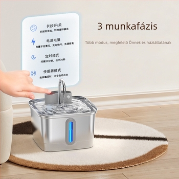 Háziállatok számára vízadagoló, 3 L kapacitású, infravörös szenzorral, intelligens vízáramlással, macskáknak és kutyáknak.