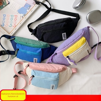 Gyermek nylon mell-/csípő táska, ultra könnyű, uniszex, street-stílus, általános iskolai használatra, poliészter bélés