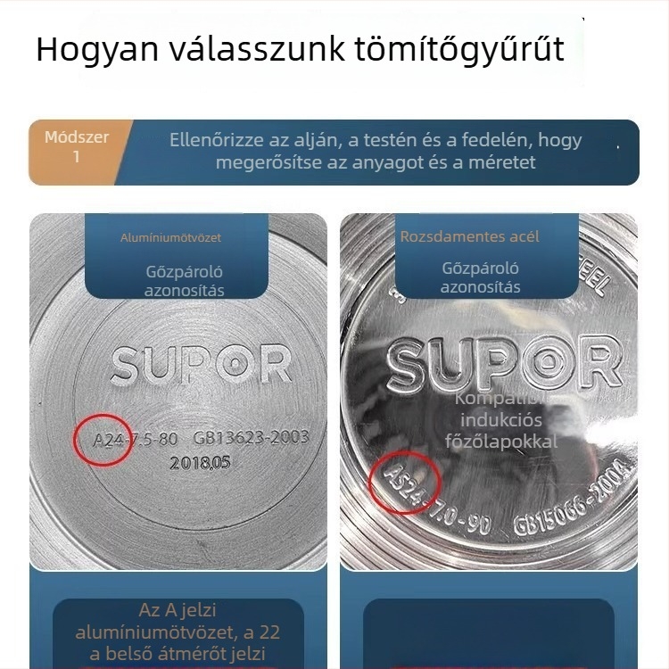 Vastagított nyomásfőző zárógyűrű, gumi- és bőralapanyagból, modell 985, nyomásfőző kiegészítő