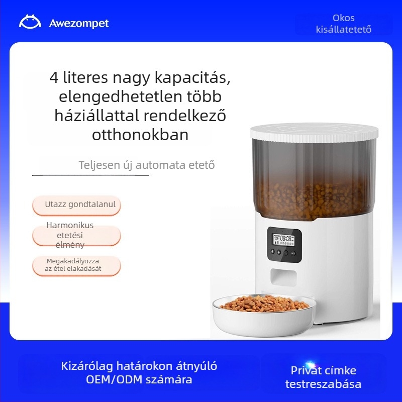 4L körkörös, fordított, két színű macska etető, intelligens etető