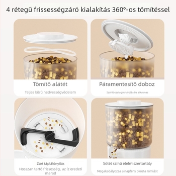 Okos háziállat-etető, 3L nagy kapacitás, távoli irányítás mobilról, macskák és kutyák számára, időzített és porciózott etetés.