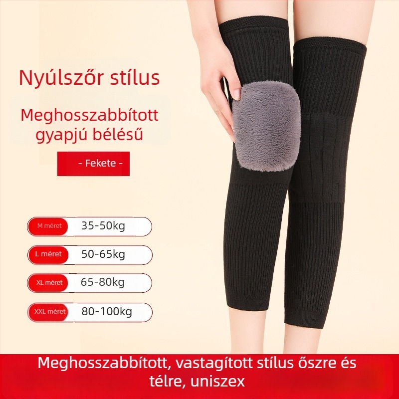 Meleg, kiterjesztett térdvédő csúszásmentes felülettel és fleece-béléssel, őszi-téli védelem – uniszex