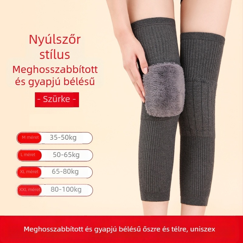 Meleg, kiterjesztett térdvédő csúszásmentes felülettel és fleece-béléssel, őszi-téli védelem – uniszex