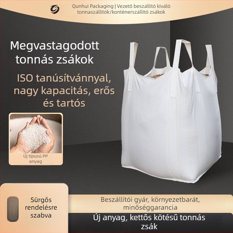 Négyzet alakú konténer zsák, PP anyag, kapacitás 1–2 tonna, testreszabható, kopásállóság 60, UV védelem