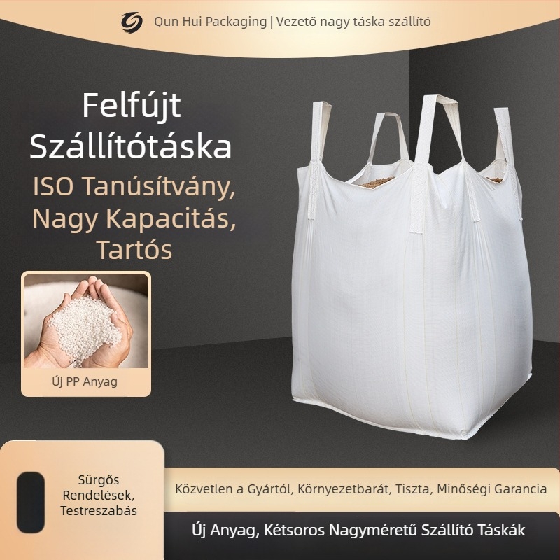 Négyzet alakú konténer zsák, PP anyag, kapacitás 1–2 tonna, testreszabható, kopásállóság 60, UV védelem