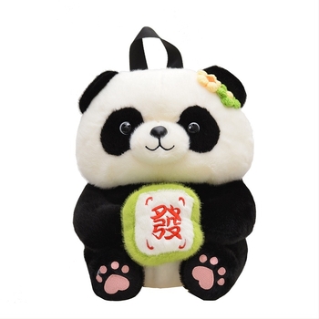 Panda plüss hátizsák gyerekeknek, rajzfilmszerű stílus, poliészter bélés, első osztályos használatra