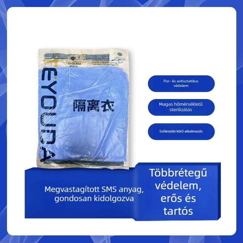 Egyszer használatos védő izolációs köpeny SMS anyagból, laboratóriumi és mezőgazdasági felhasználásra, egy méretű