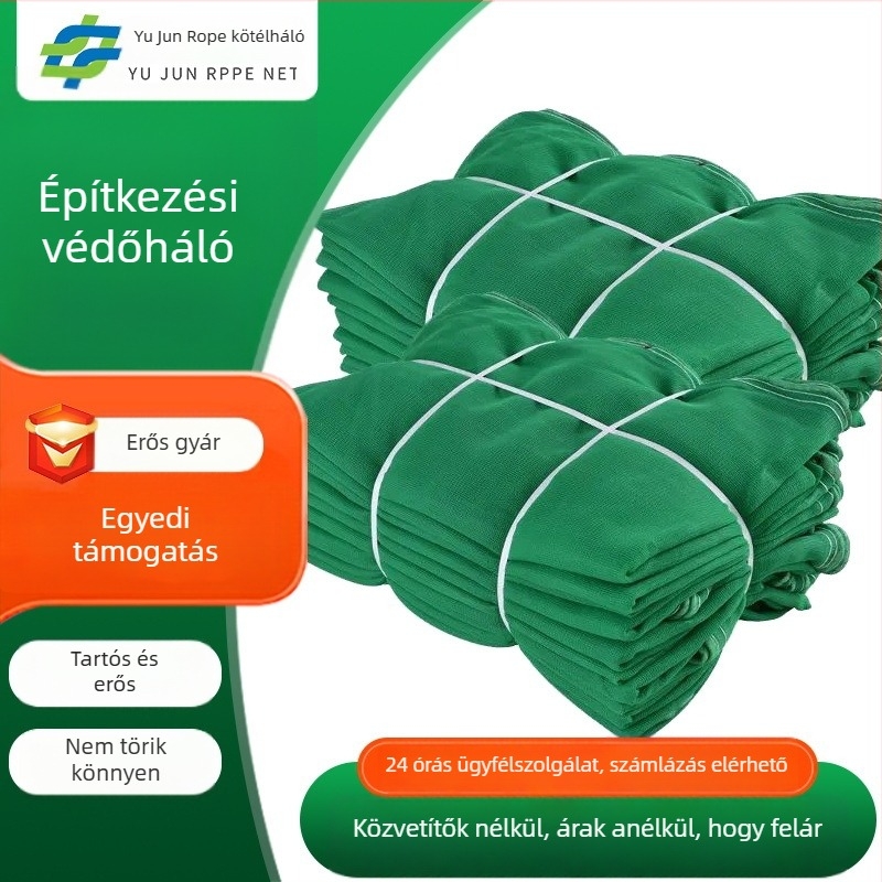Építési helyszín védőháló – polietilén, tűzálló, szoros háló, külső állványzatokhoz
