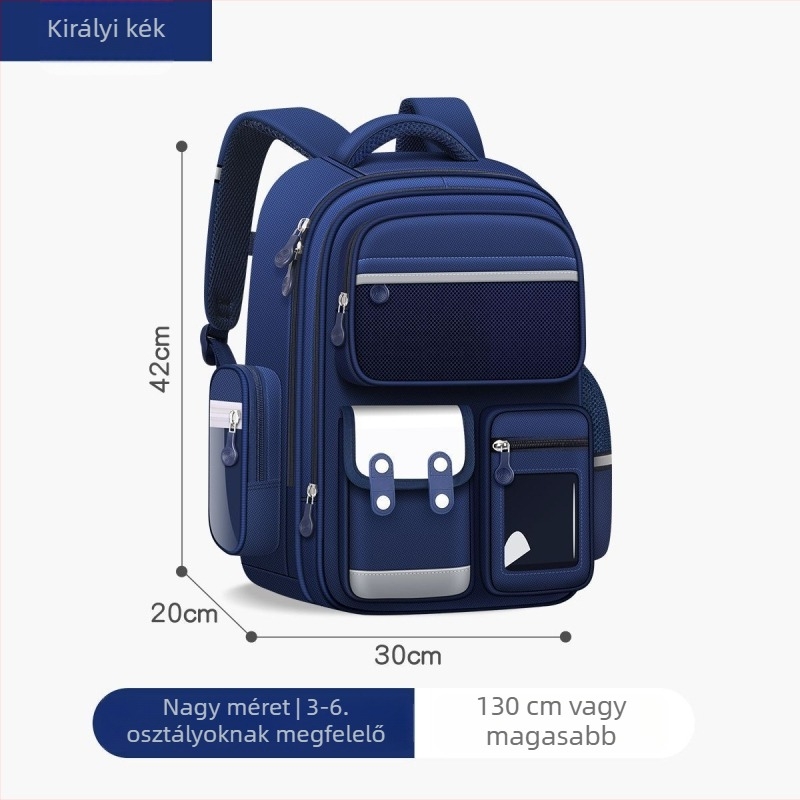 Unisex általános iskolai hátizsák Oxford anyagból, nagy kapacitású, vízlepergető, ergonikus hátsó panel a gerinc támogatásáért