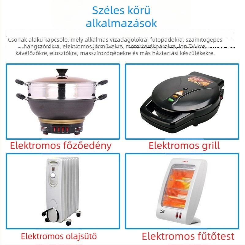Hőmérséklet-szabályozó kapcsoló olajradiátorhoz, 16A, dupla 4/6 tűs csatlakozás, fűtőberendezés kiegészítő