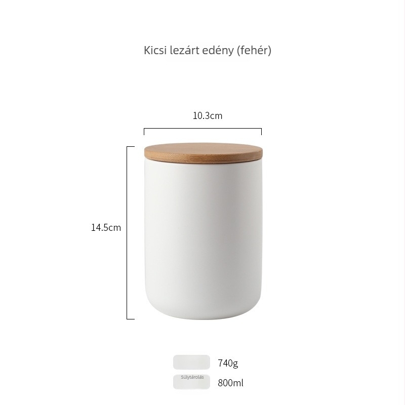 Jiebo porcelán gabonatároló korsó – kerek kerámia élelmiszertároló doboz, 800–1000 ml, mikrohullámú sütő nem alkalmas
