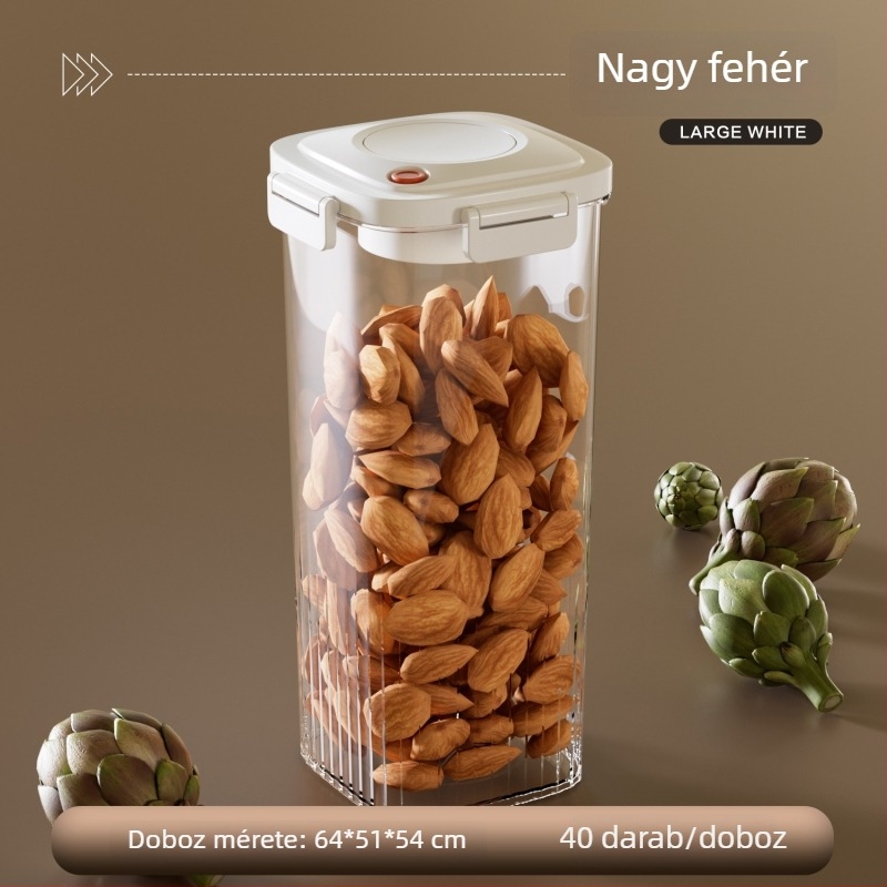 Vákuumzáras négyzetes tárolóedény nyomógombos fedéllel, 800–1000 ml, száraz mandarinhéjjal, gyógyhatású növényekkel és kávébabokkal, élelmiszer-minőségű frissesség