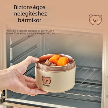 304 rozsdamentes acélból készült kör alakú hőszigetelt ebédes doboz mikrohullámú sütőben használható, 2,1–3 L, irodai dolgozóknak