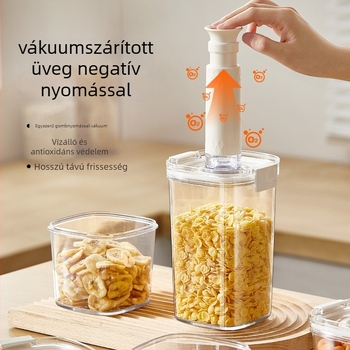 Vákuumzáras élelmiszertároló doboz, négyzet alakú műanyag tartály fűszerek és kávébabok számára, nedvességálló 501–800 ml