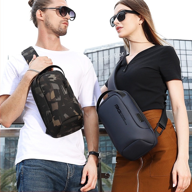 Férfi chest bag Oxford anyagból, kopásálló, egyszínű minta, poliészter bélés, üzleti utazás stílus