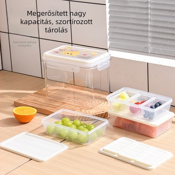Élelmiszer-minőségű zárható frissességmegőrző doboz, nagy kapacitású hűtő- és fagyasztóhoz, átlátszó műanyag tároló fedéllel