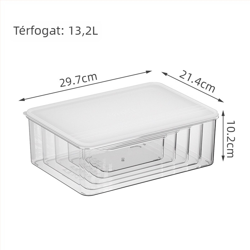 Téglalap alakú ételtároló műanyagból, mikrohullámú sütőben is használható, élelmiszer-minőségű, zárható ebédes doboz a frissesség megőrzéséhez