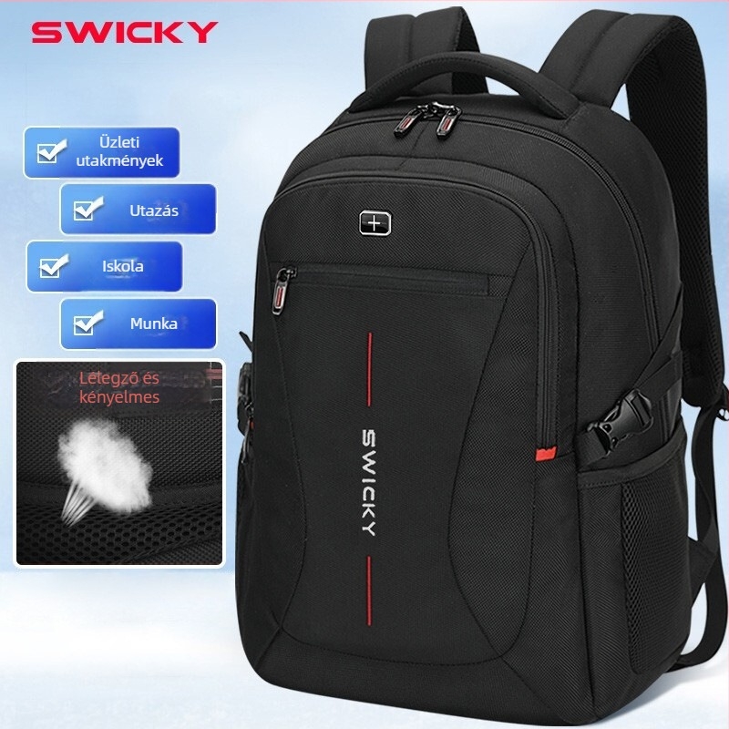 SWICKY 88042 Uniszex üzleti hátizsák – Kapacitás 36-55 L, Poliészter, Vízálló, Lopás elleni védelem, 16 hüvelykes laptop kompatibilis
