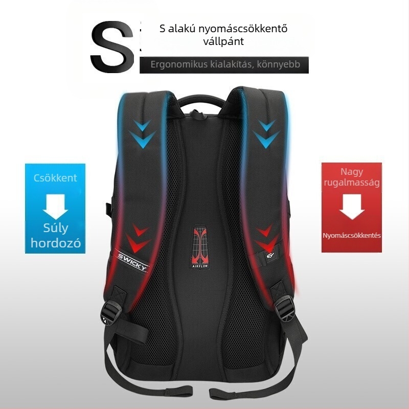 SWICKY 88042 Uniszex üzleti hátizsák – Kapacitás 36-55 L, Poliészter, Vízálló, Lopás elleni védelem, 16 hüvelykes laptop kompatibilis