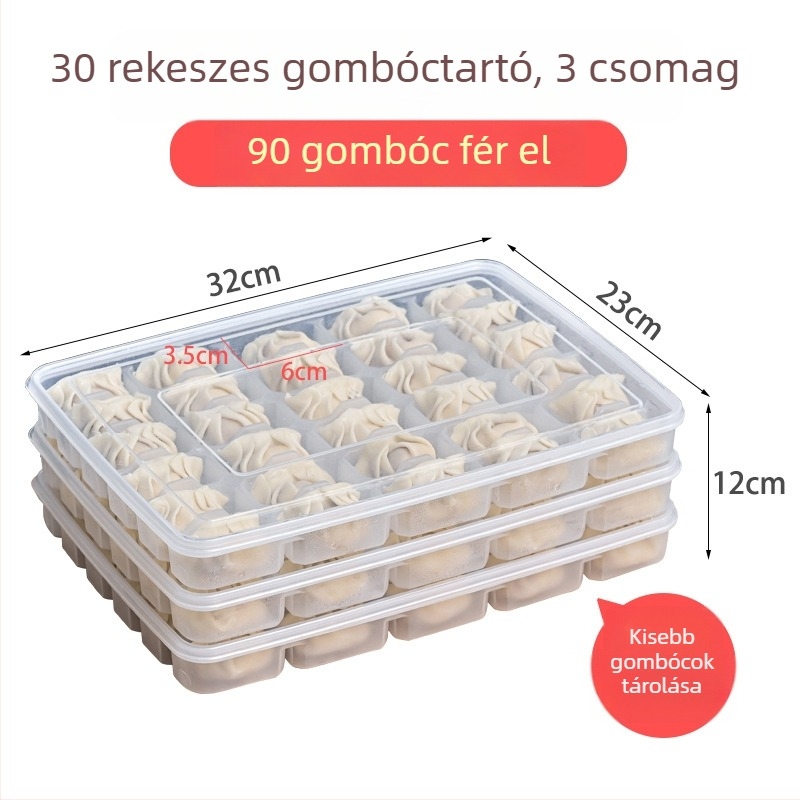 Gombóc tároló doboz fedővel, élelmiszer-minőségű műanyag, hordozható, tárolás, frissesség megőrzése