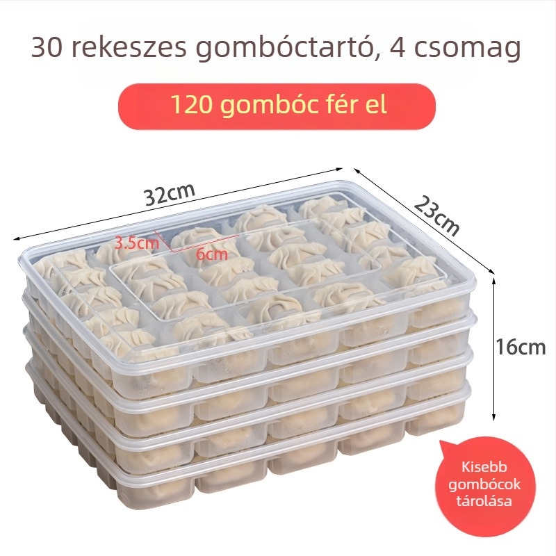 Gombóc tároló doboz fedővel, élelmiszer-minőségű műanyag, hordozható, tárolás, frissesség megőrzése