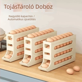 Hűtőszekrény tojás tároló doboz – krémes stílus, műanyag, tojás tárolás