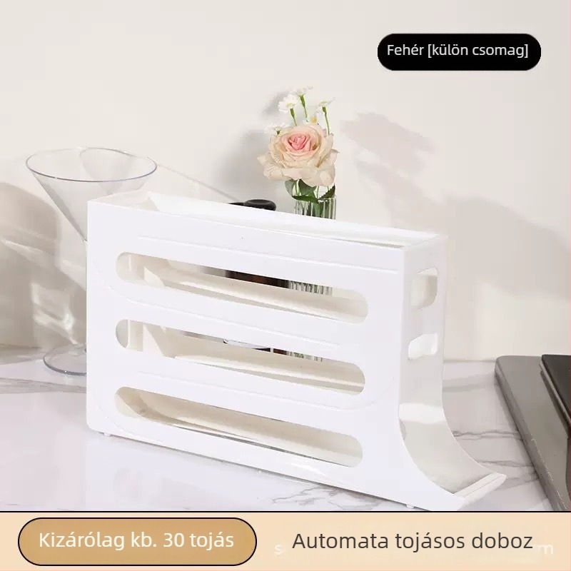Hűtőszekrény tojás tároló doboz – krémes stílus, műanyag, tojás tárolás
