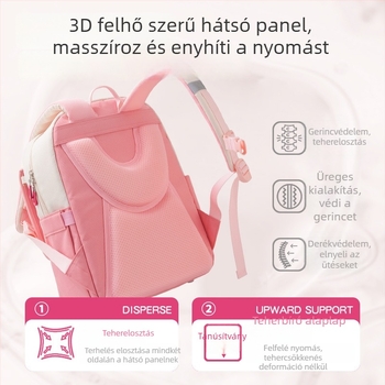 3–4. osztályos, unisex iskolai hátizsák, Oxford anyag, vízálló, légpárnás vállpántok, poliészter bélés