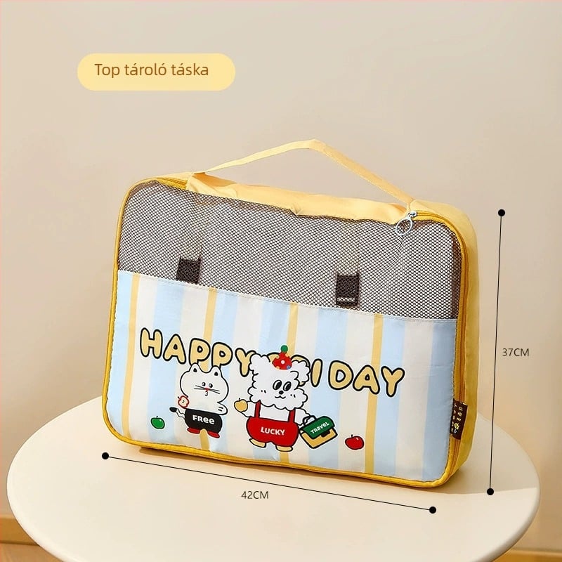Rajzfilm mintájú utazási tároló táskák készlet, fehérnemű és ruhák számára, PP anyagból, több részes készlet