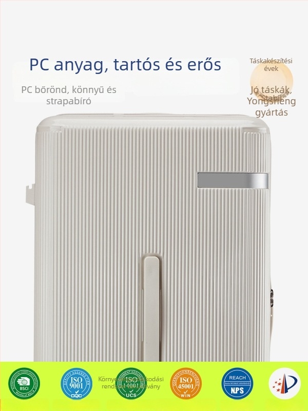 Utazóbőrönd vastagított testtel, nagy kapacitással, ütésálló, kettős rétegű robbanásbiztos cipzár, PC anyag, univerzális kerekek