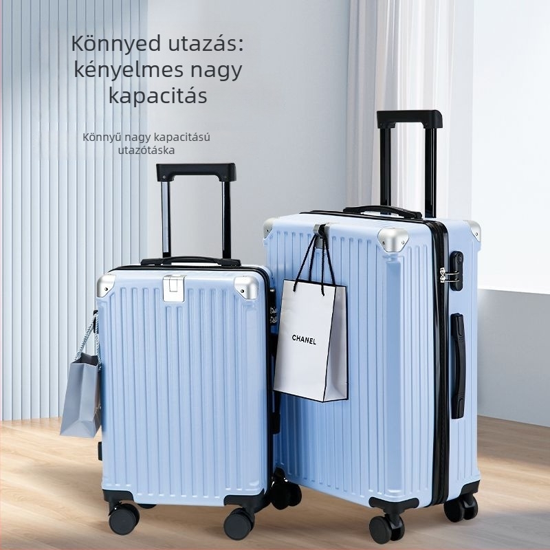 Unisex poliészter utazótáska bőrönd, oldalsó nyitású, univerzális kerekek, belső ABS+PC bélés, zár, nagy kapacitás