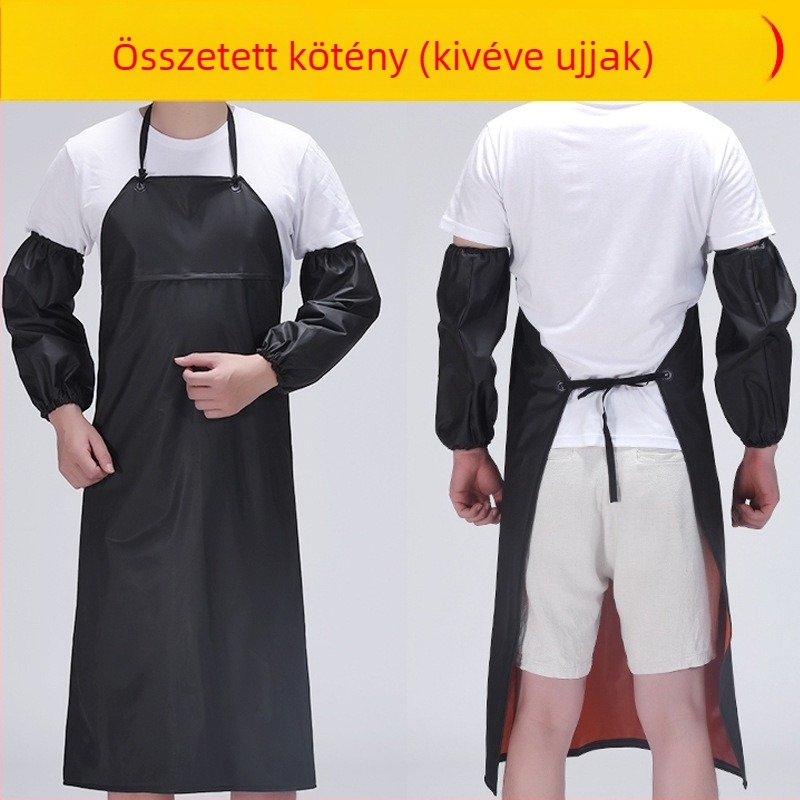 PVC vízálló kötény, hosszú, zsebbel, olajálló, sav- és lúgálló, ipari felhasználás