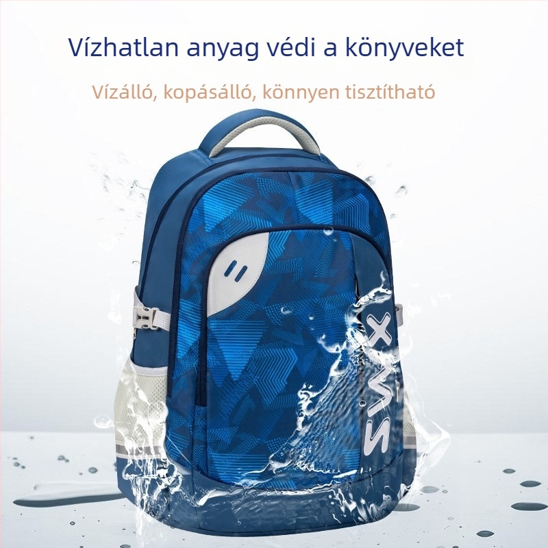 Uniszex nagyméretű, vízálló hátizsák iskola- és szabadidős utazásokhoz, 5–6. osztály, tehercsökkentő kialakítás