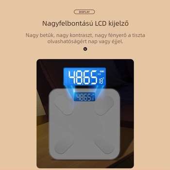 Okos testzsír- és testsúlymérleg, USB-töltés, 180 kg teherbírás, nagy pontosságú érzékelő, HD LCD kijelző