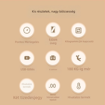 Okos testzsír- és testsúlymérleg, USB-töltés, 180 kg teherbírás, nagy pontosságú érzékelő, HD LCD kijelző