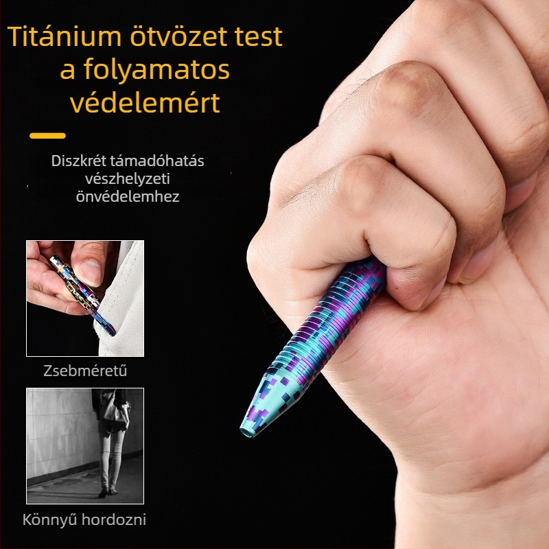 Titánium ötvözetből készült taktikai toll csavaros mechanizmussal és digitális kamuflázzal — Pioneer EDC