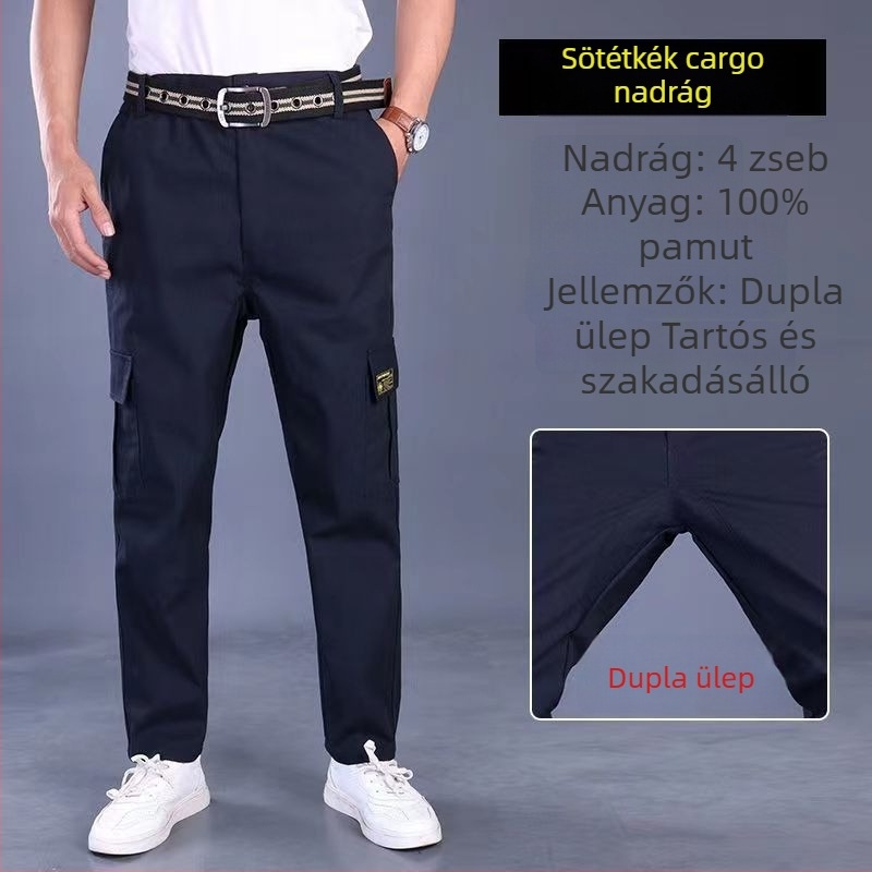 Férfi kamuflált munkanadrág, kültéri viseletre, kopásálló és piszokálló, lazán szabott, építkezésre