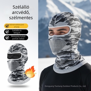 Kamuflážs mintás kötött kapucnival ellátott kerékpáros maszk, nylon anyagból, kültéri használatra, uniszex, kerékpározás, motorkerékpározás, horgászat, hegymászás és síelés