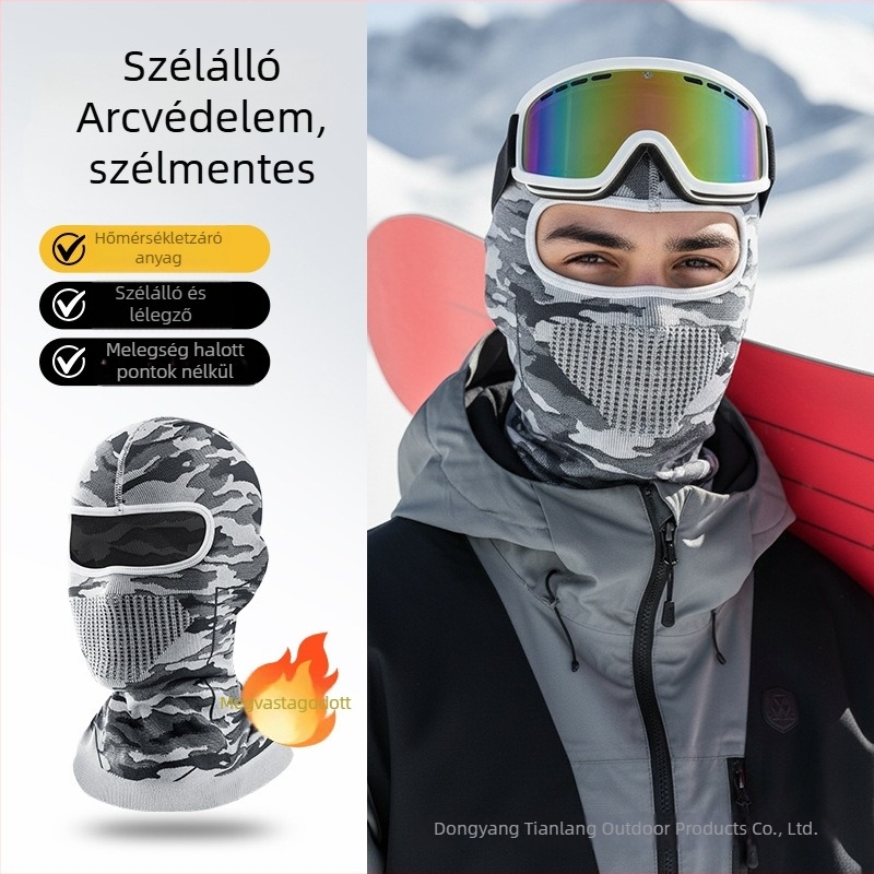 Kamuflážs mintás kötött kapucnival ellátott kerékpáros maszk, nylon anyagból, kültéri használatra, uniszex, kerékpározás, motorkerékpározás, horgászat, hegymászás és síelés