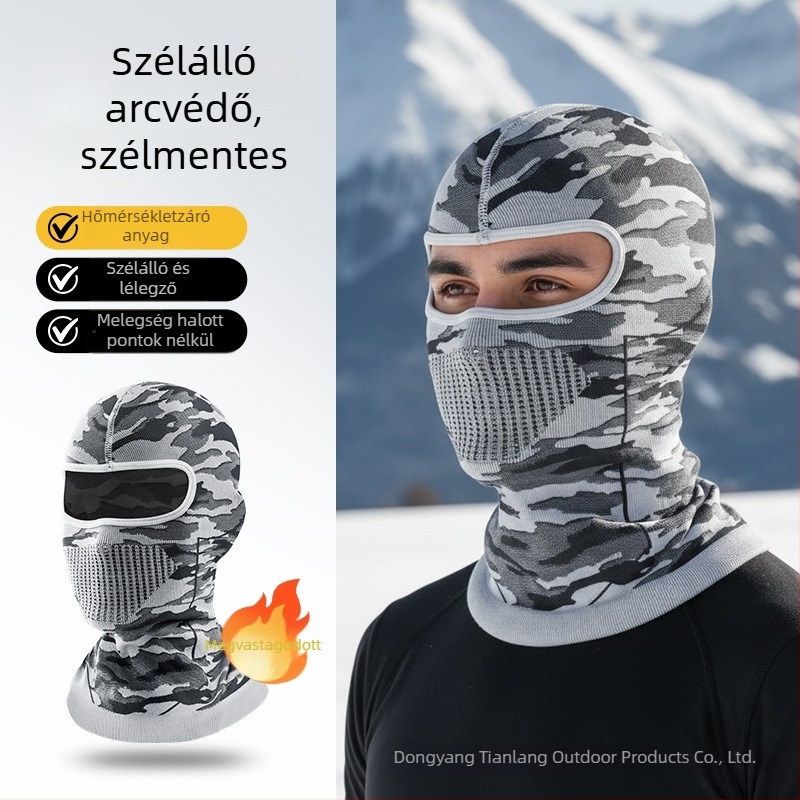 Kamuflážs mintás kötött kapucnival ellátott kerékpáros maszk, nylon anyagból, kültéri használatra, uniszex, kerékpározás, motorkerékpározás, horgászat, hegymászás és síelés