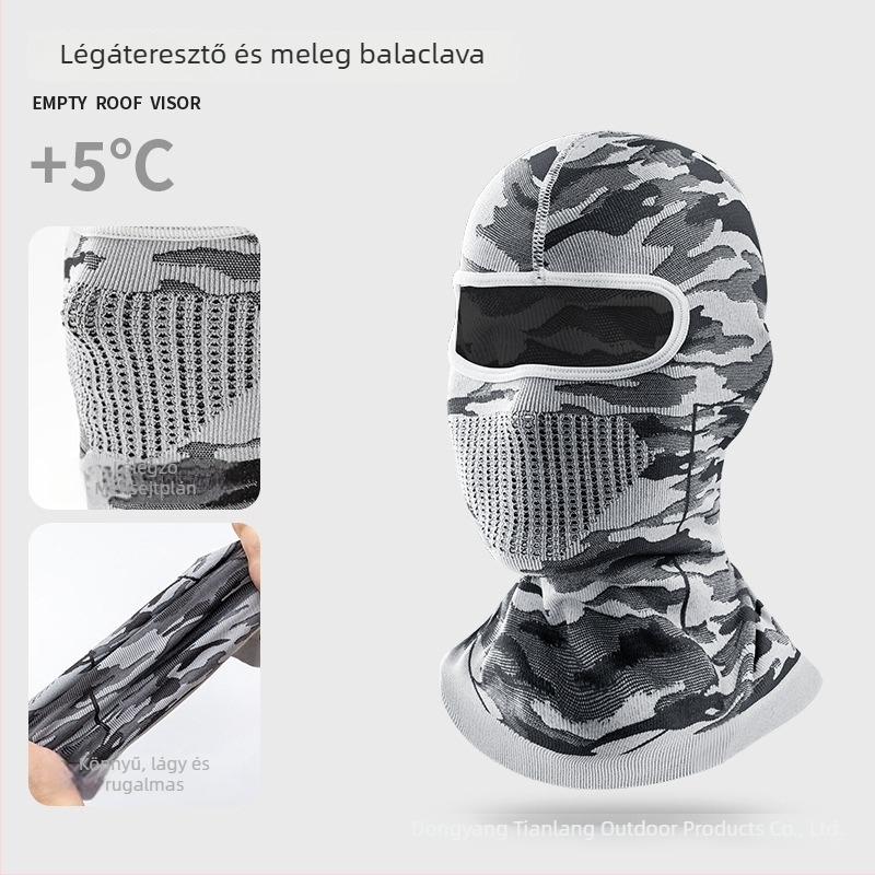 Kamuflážs mintás kötött kapucnival ellátott kerékpáros maszk, nylon anyagból, kültéri használatra, uniszex, kerékpározás, motorkerékpározás, horgászat, hegymászás és síelés